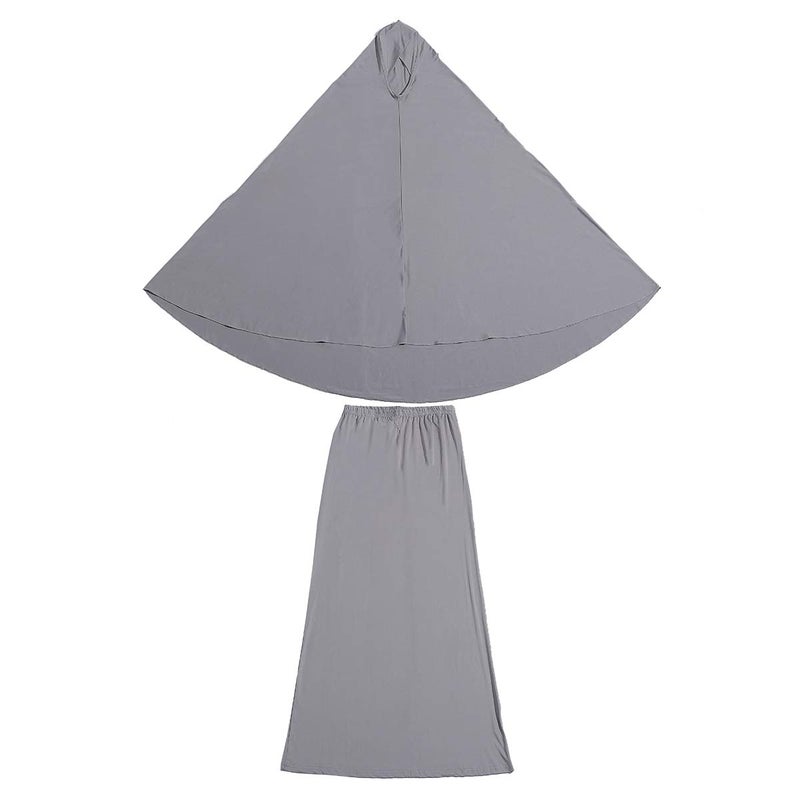 XINFU Muslim Islamic Women's khimar 2pcs Sets Soft Distinctive Prayer Dress Hijab Abaya Suit - Gray, Medium - Image 2